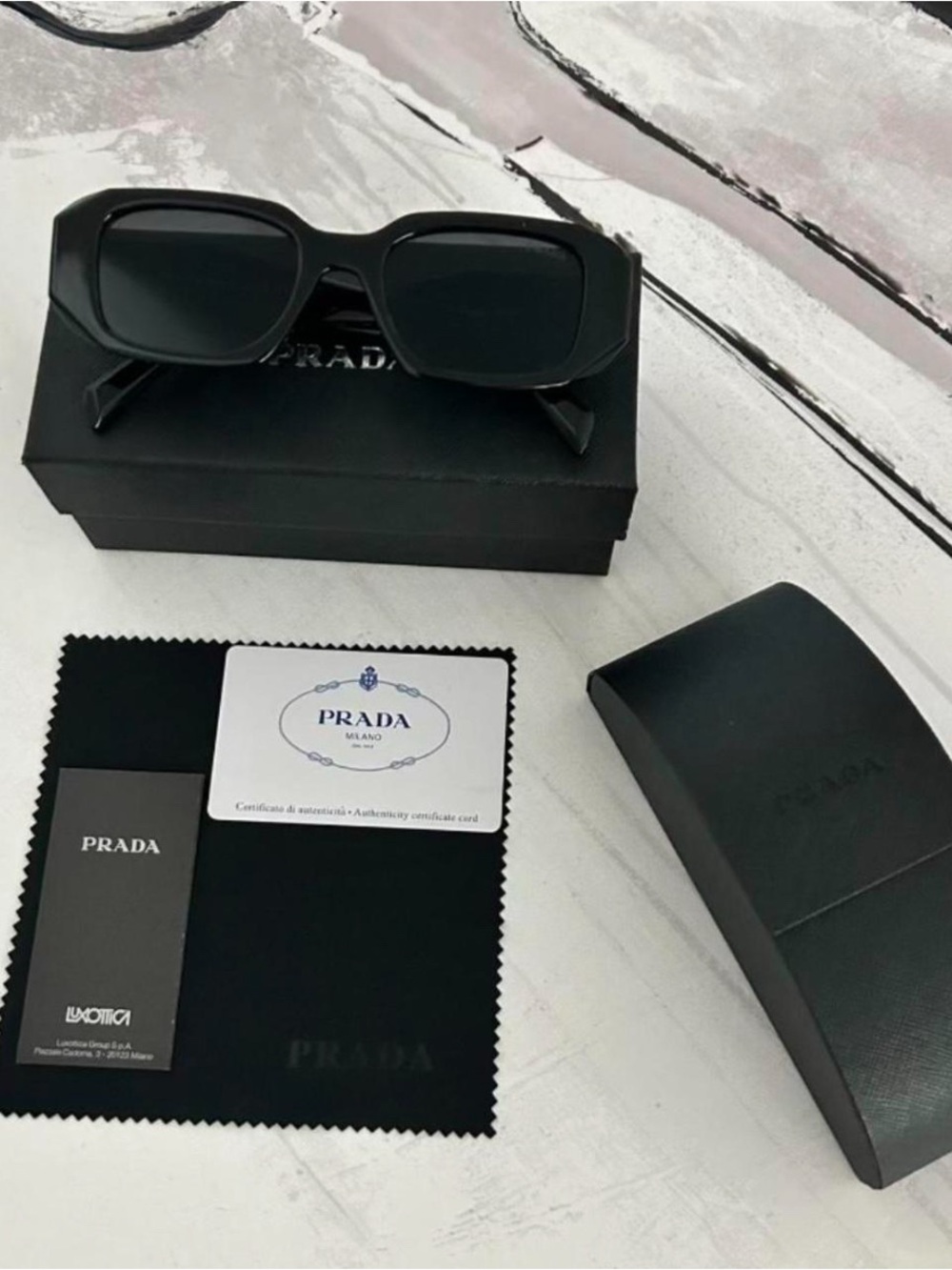 Prada Black Gloss Cat-Eye Sunglasses for Men - Picture 3 of 3